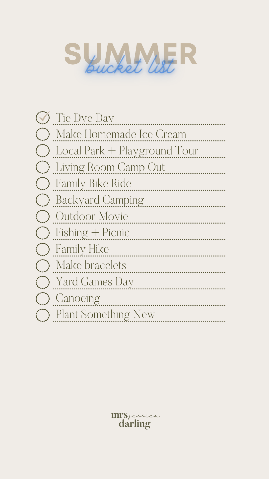 Mrsjessicadarling summer bucket list ideas
